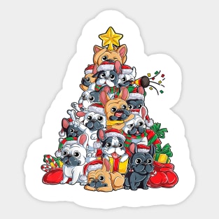 French Bulldog Christmas Tree Ornaments Sticker